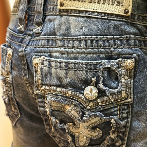 Rock Revival Dark Blue Denim with Silver Button 3" Short - Picture 8 of 14